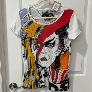 Vibrant Bowie Montage Graphic Short Sleeve Tee Collectible